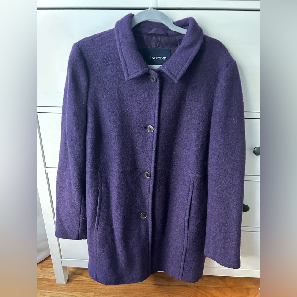 Lands' End Women's Deep Purple Pea Coat